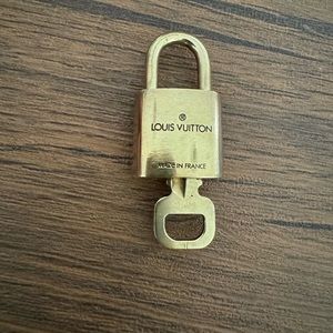 LOUIS VUITTON PadLock Lock & Key Brass Gold Authentic Number 320